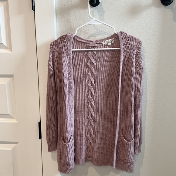 EUC Girls Nordstrom’s Pink Republic Brand Cardigan Cable Knit Sweater Size 7 8 - Picture 6 of 9